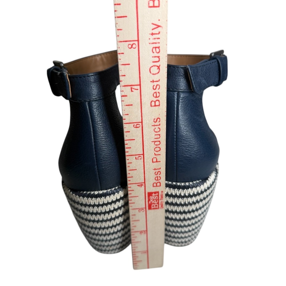 Vionic Marina Wedge Sandals Womens 8 Navy Blue Striped Adjustable Ankle Strap - Picture 7 of 10